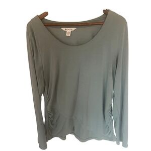 Athleta Womens Passenger Wrap Top XL Sage Green Ruched Long Sleeve Athleisure